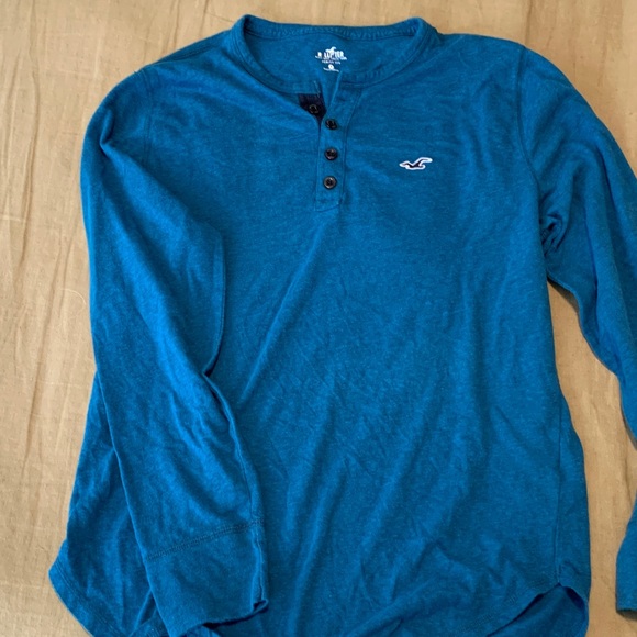 Hollister Blue Henley Shirt - Picture 1 of 4